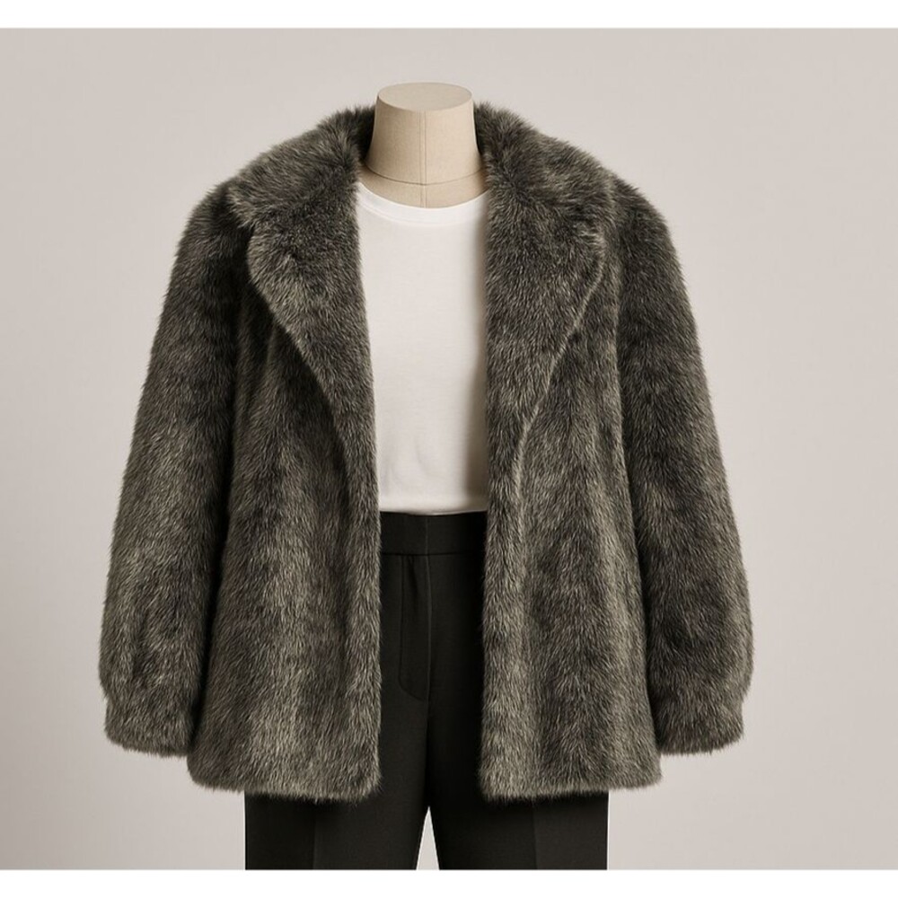 Vintage Olympia Gray Faux Fur Coat Size M – Luxe Timeless Style EUC
